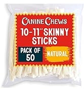 Canine Chews 10-11" Retriever Stick Rolls Rawhide for Dogs Skinny Sticks for Small Aggressive Che...