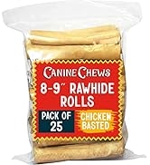 Canine Chews 8-9" Chicken Basted Rawhide Retriever Rolls - Pack of 25 Chicken-Flavored Long-Lasti...