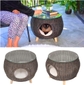 Brown Rattan Igloo Glass Top