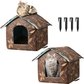 2 Brown Leafy Cat Houses