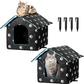 2 Black Paw Print Cat House